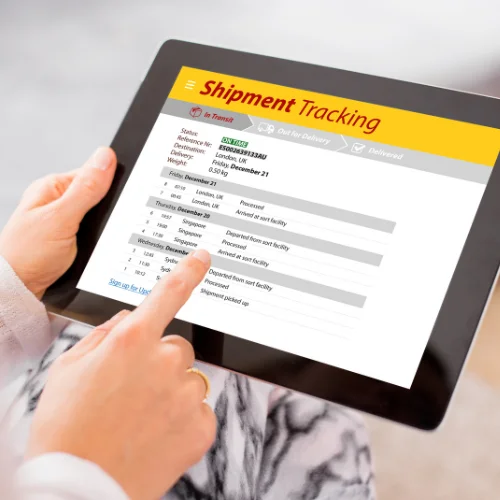 A tablet with mail tracking software installed